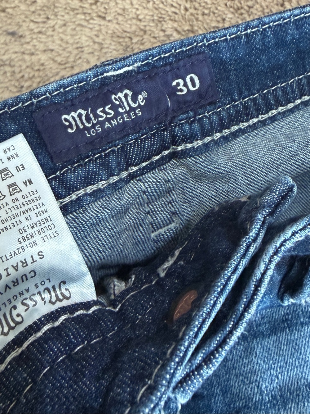 Womens Miss Me Jeans Size 30 Skinny Embellished Y2K Rhinestone angel Wing Blue - Picture 6 of 7